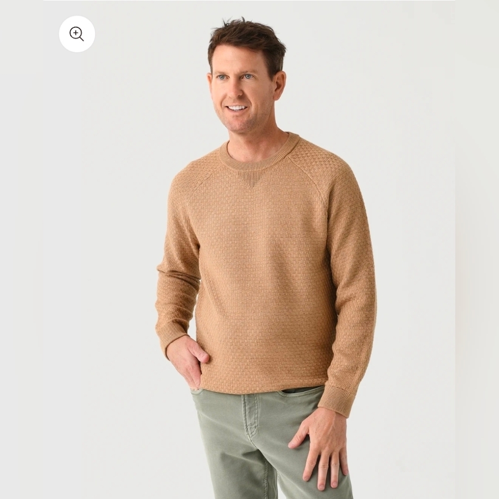 Mizzen + Main Men's Size XL Heather Beige Hillcrest Crewneck Sweater